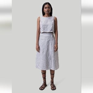Crop Top and Midi Skirt Set sz S 100% Linen